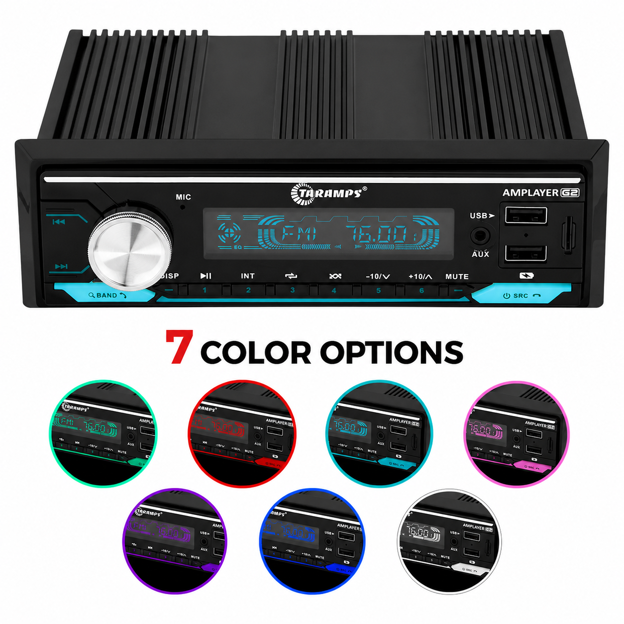Taramps Amplayer G2 Car Audio Player – Bluetooth 5.3, RGB LED Control & 4x100W RMS