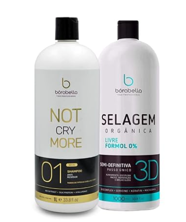 Kit Borabella Organic 3D Sealing + Anti Residue Shampoo Professional Treatment - 2x1000mL