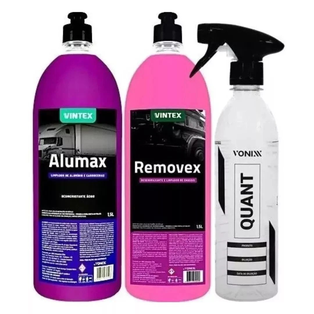 Vonixx Car Maintenance Kit – Alumax, Removex & Quant Cleaners 3×1