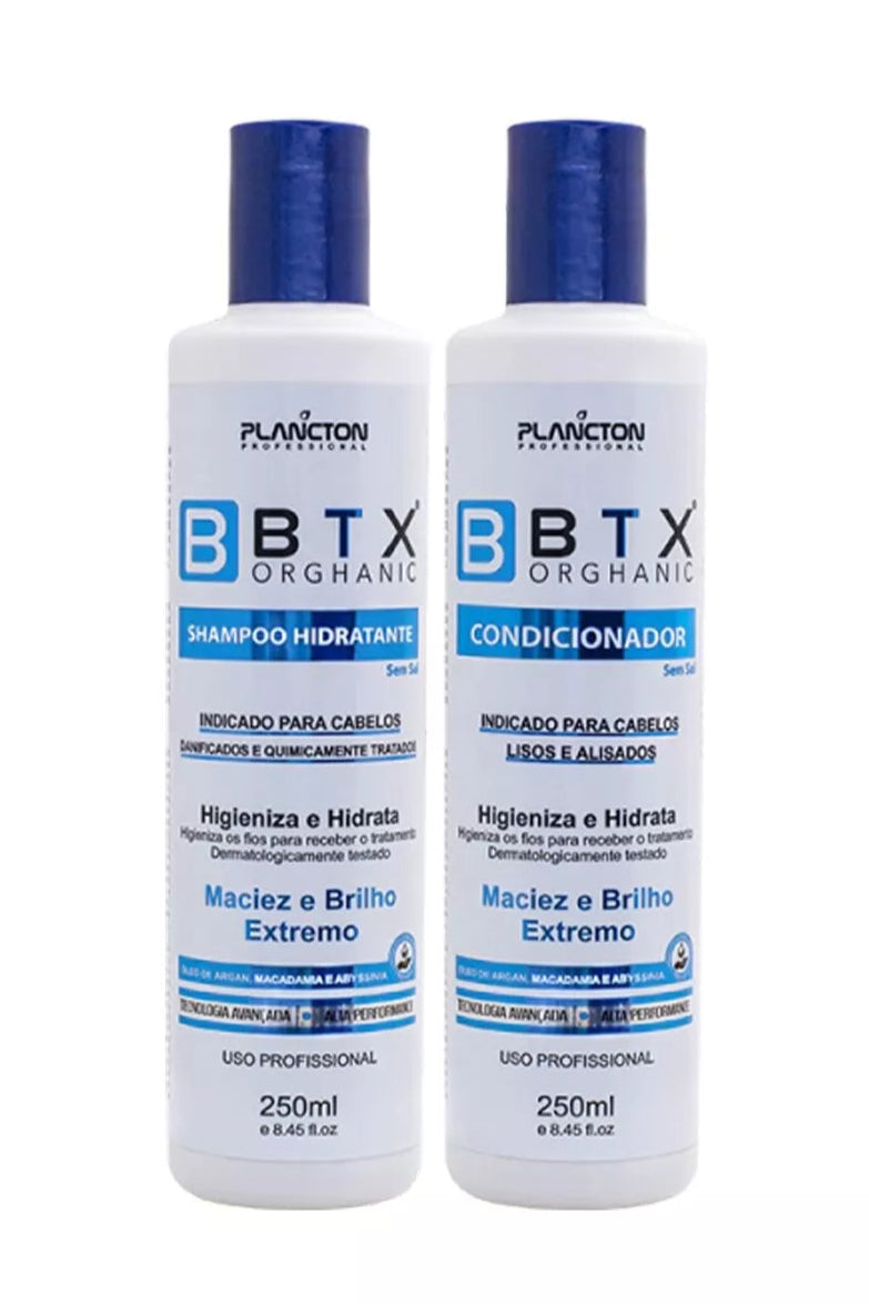 Kit Plancton Btx Orghanic Professional Hair Straightening Treatment Shampoo and Cond - 250mL