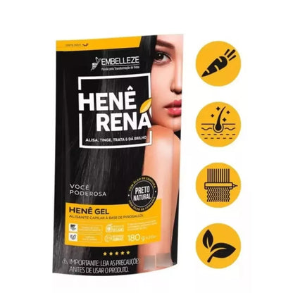 Embelleze Hene Rena Natural Black Smoothing Hair Gel – Kit 6x180g