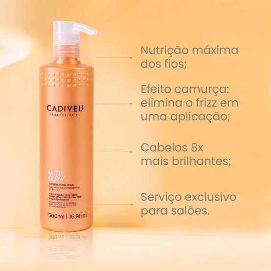 Cadiveu Nutri Glow Kit-Shampoo 980ml, Nutrition Mask 980ml, Nutrition Wax 500ml