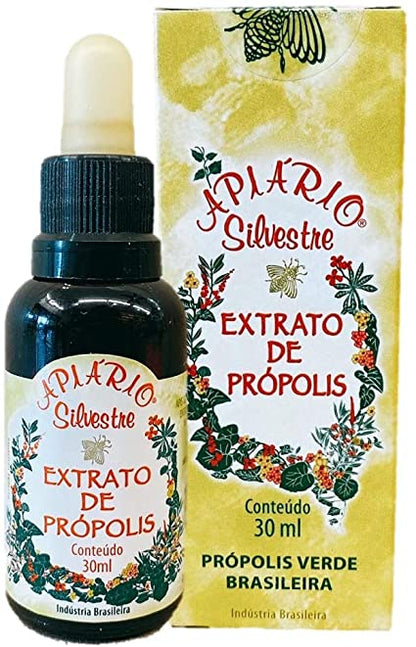 Apiário Silvestre Brazilian Green Bee Propolis – Alcoholic Extract 30mL – Pack of 25 Bottles