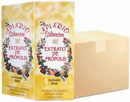 Apiário Silvestre Brazilian Green Bee Propolis – Alcoholic Extract 30mL – Pack of 9 Bottles