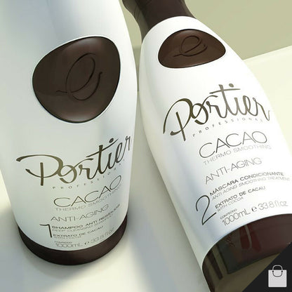 Portier Cacau Keratin Progressive Brush Kit – 2×1000mL – Cocoa Smoothing Blowout Treatment