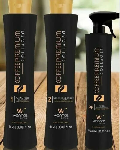 Wennoz Coffee Premium Collagen Hair Care Kit – Smoothing & Shine – 2x1000mL + 300mL Spray